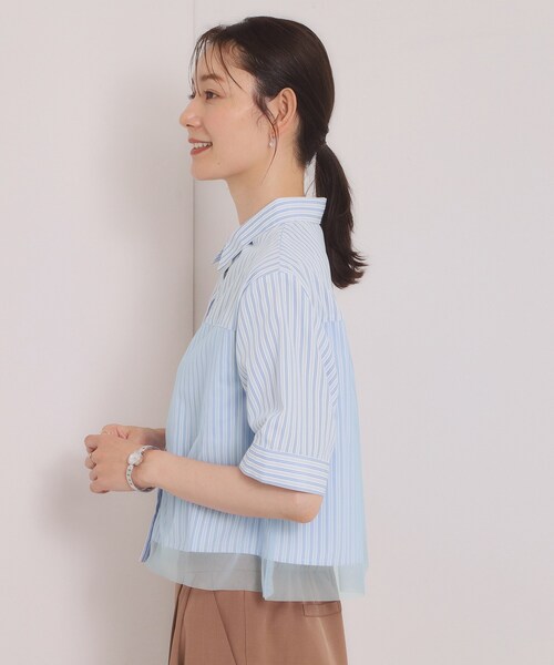 ITS'DEMO(イッツデモ)の「チュールコンビブラウス(シャツ/ブラウス・レディース・サックスブルー系2/ホワイト系5/ベージュ系その他5・00)」の17枚目の写真