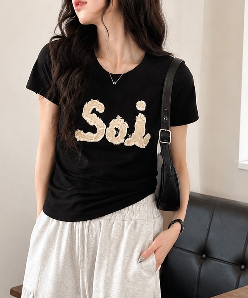 Soi（clothing）（ソイ クロージング）の「【Soi】コットンフリンジロゴパッチTシャツ（Tシャツ/カットソー・レディース・ホワイト/ブラック/オートミール・LARGE/SMALL/MEDIUM）」の17枚目の写真