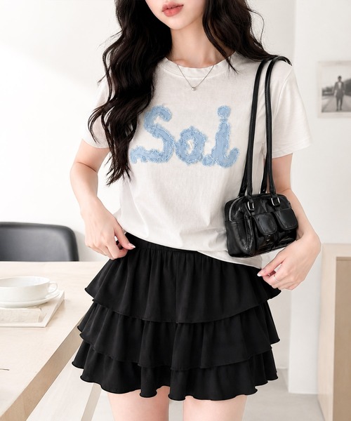 Soi（clothing）（ソイ クロージング）の「【Soi】コットンフリンジロゴパッチTシャツ（Tシャツ/カットソー・レディース・ホワイト/ブラック/オートミール・LARGE/SMALL/MEDIUM）」の10枚目の写真