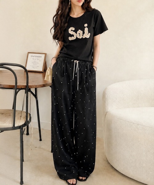 Soi（clothing）（ソイ クロージング）の「【Soi】コットンフリンジロゴパッチTシャツ（Tシャツ/カットソー・レディース・ホワイト/ブラック/オートミール・LARGE/SMALL/MEDIUM）」の18枚目の写真