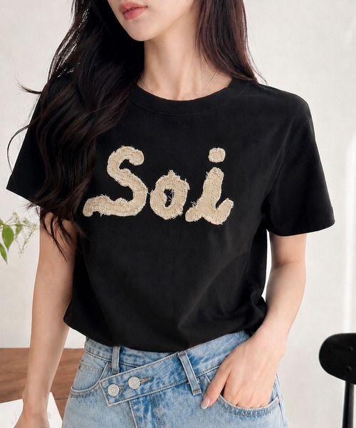 Soi（clothing）（ソイ クロージング）の「【Soi】コットンフリンジロゴパッチTシャツ（Tシャツ/カットソー・レディース・ホワイト/ブラック/オートミール・LARGE/SMALL/MEDIUM）」の22枚目の写真