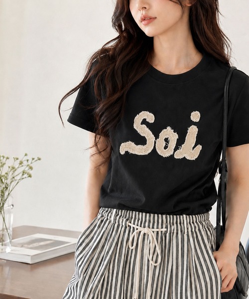 Soi（clothing）（ソイ クロージング）の「【Soi】コットンフリンジロゴパッチTシャツ（Tシャツ/カットソー・レディース・ホワイト/ブラック/オートミール・LARGE/SMALL/MEDIUM）」の21枚目の写真