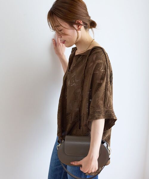 le.coeur blanc(ルクールブラン)の「パッチワーク風レーススキッパーブラウス(シャツ/ブラウス・レディース・ブラック/ブラウン/オフホワイト・38)」の18枚目の写真
