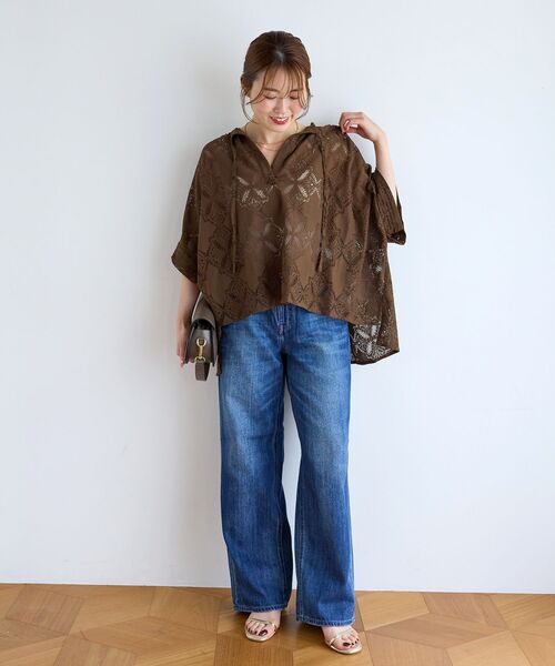 le.coeur blanc(ルクールブラン)の「パッチワーク風レーススキッパーブラウス(シャツ/ブラウス・レディース・ブラック/ブラウン/オフホワイト・38)」の20枚目の写真