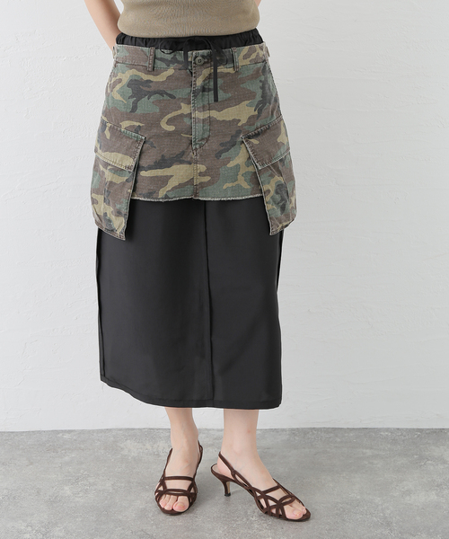 INSCRIRE(アンスクリア)の「INSCRIRE/アンスクリア Cargo Layered Skirt スカート(スカート・レディース・ネイビー/カーキ・36/38)」の2枚目の写真