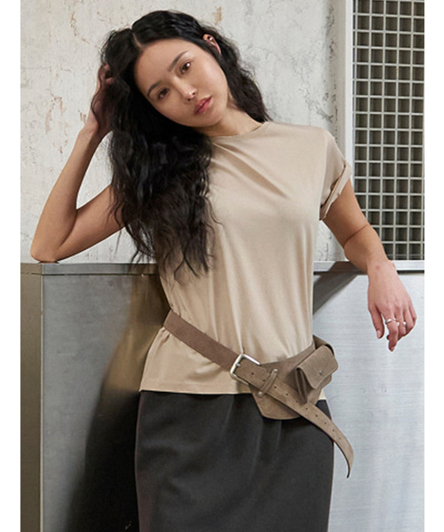 MORVE13(モルブ13)の「アセンティックシルケットTシャツ(ネイビー)(Tシャツ/カットソー・レディース・ピンク/アイボリー/サンドベージュ/ブラック/ネイビー/ブラウン系その他・SMALL/MEDIUM)」の8枚目の写真