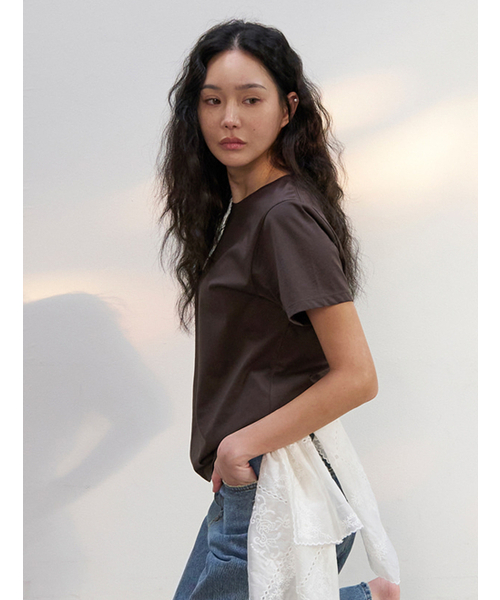 MORVE13(モルブ13)の「アセンティックシルケットTシャツ(ネイビー)(Tシャツ/カットソー・レディース・ピンク/アイボリー/サンドベージュ/ブラック/ネイビー/ブラウン系その他・SMALL/MEDIUM)」の9枚目の写真