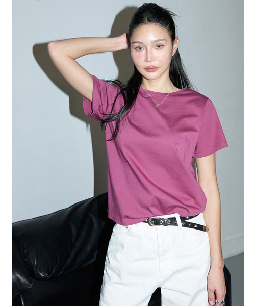 MORVE13(モルブ13)の「アセンティックシルケットTシャツ(ネイビー)(Tシャツ/カットソー・レディース・ピンク/アイボリー/サンドベージュ/ブラック/ネイビー/ブラウン系その他・SMALL/MEDIUM)」の10枚目の写真