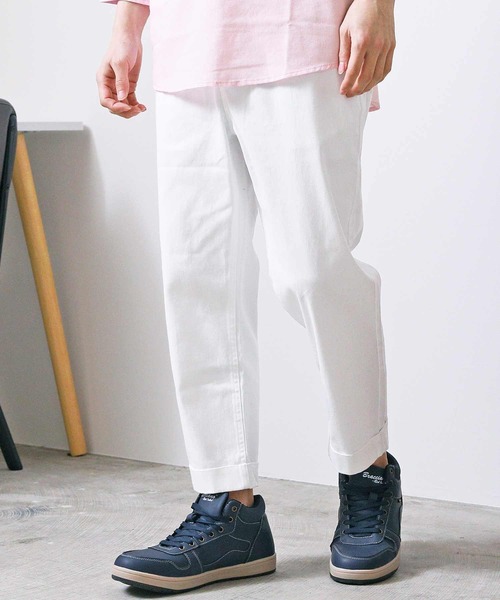 TopIsm(トップイズム)の「コットン無地 ストレッチクロップドパンツ(チノパンツ・メンズ・オリーブ/ホワイト/ブラック/チャコールグレー/レッド/グレー/ネイビー/ベージュ・XXL/XL/L/M/S)」の1枚目の写真