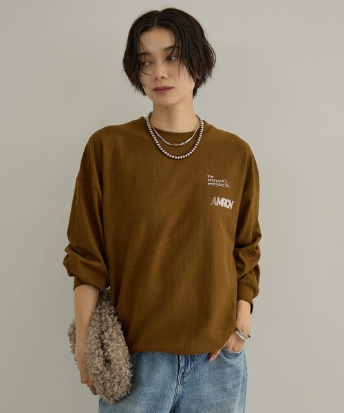 AMERICANA（アメリカーナ）の「【Americana（アメリカーナ）】リバースウィーブ L/S T ／ロングスリーブTシャツ（Tシャツ/カットソー・レディース・ブラウン系その他3/ホワイト系その他7・M）」の4枚目の写真