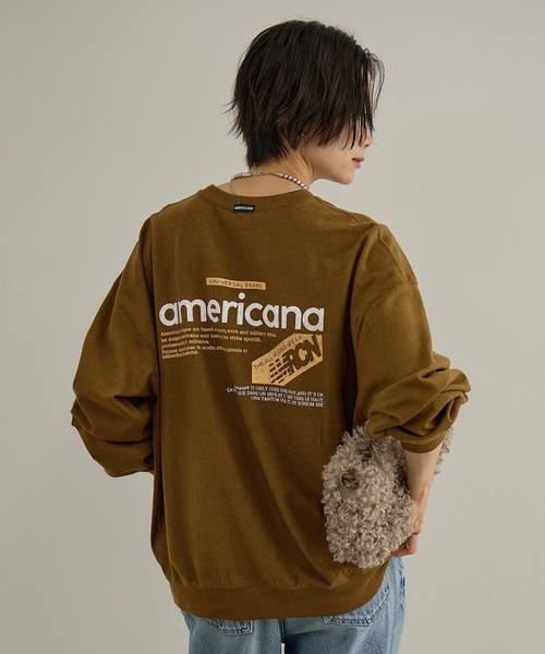 AMERICANA（アメリカーナ）の「【Americana（アメリカーナ）】リバースウィーブ L/S T ／ロングスリーブTシャツ（Tシャツ/カットソー・レディース・ブラウン系その他3/ホワイト系その他7・M）」の5枚目の写真