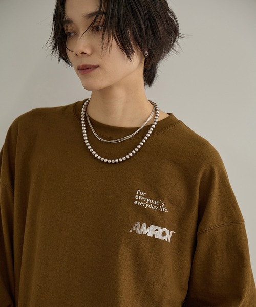 AMERICANA（アメリカーナ）の「【Americana（アメリカーナ）】リバースウィーブ L/S T ／ロングスリーブTシャツ（Tシャツ/カットソー・レディース・ブラウン系その他3/ホワイト系その他7・M）」の16枚目の写真