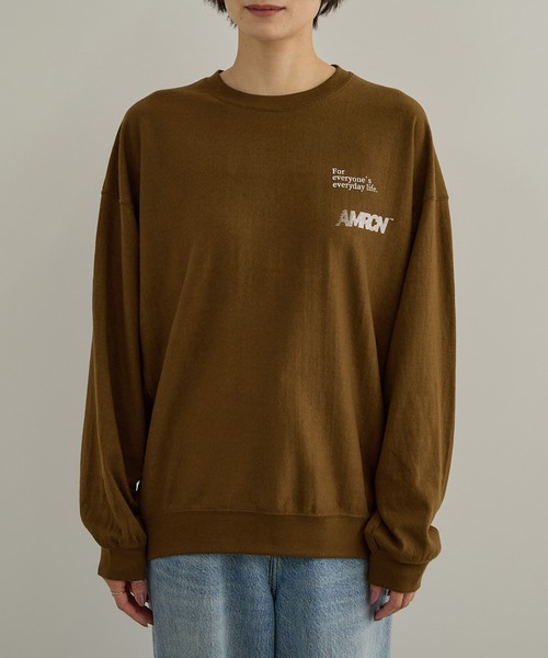 AMERICANA（アメリカーナ）の「【Americana（アメリカーナ）】リバースウィーブ L/S T ／ロングスリーブTシャツ（Tシャツ/カットソー・レディース・ブラウン系その他3/ホワイト系その他7・M）」の19枚目の写真