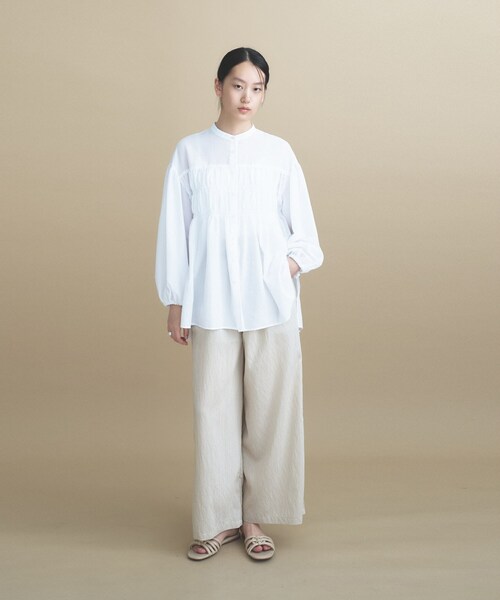 cloenc(クロエンス)の「【マシンウォッシュ】シャーリング チュニックブラウス(シャツ/ブラウス・レディース・チャコールグレー/ホワイト/ピンク・02/00)」の6枚目の写真