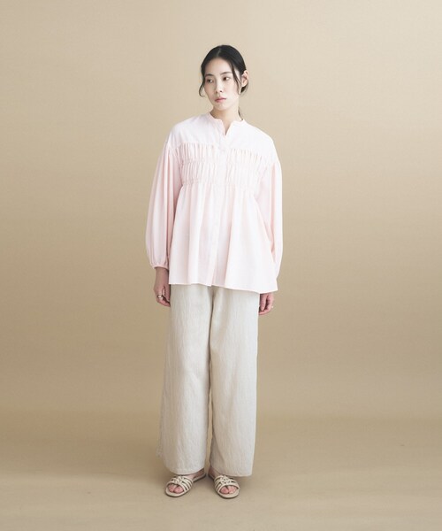 cloenc(クロエンス)の「【マシンウォッシュ】シャーリング チュニックブラウス(シャツ/ブラウス・レディース・チャコールグレー/ホワイト/ピンク・02/00)」の12枚目の写真