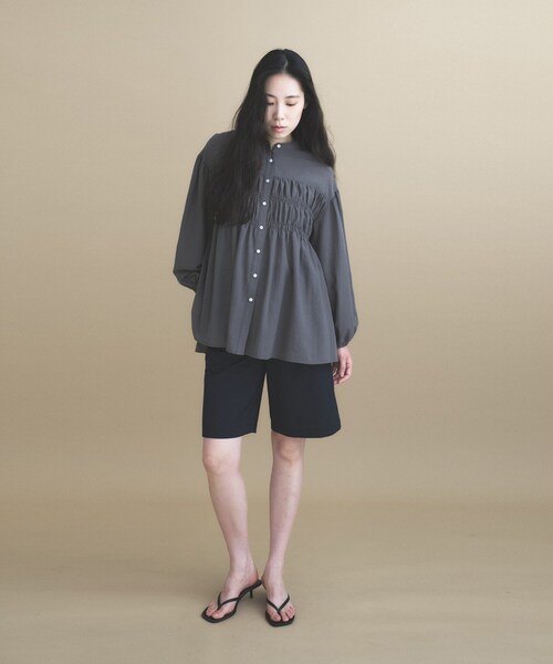 cloenc(クロエンス)の「【マシンウォッシュ】シャーリング チュニックブラウス(シャツ/ブラウス・レディース・チャコールグレー/ホワイト/ピンク・02/00)」の19枚目の写真