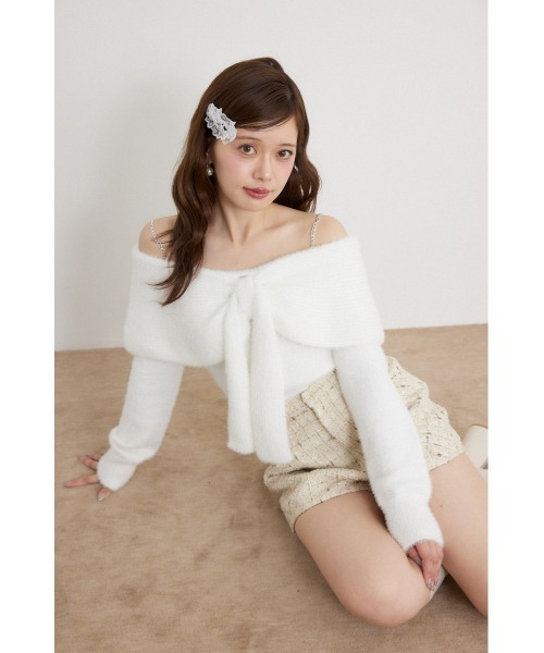 rienda(リエンダ)の「【AW先行アイテム】2WAYスパンコールシャギーニットトップス 秋服 冬服(ニット/セーター・レディース・ブルー/ピンク/ホワイト・FREE)」の4枚目の写真