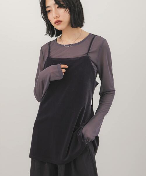KBF(ケイビーエフ)の「ベロアキャミソールSETシアートップス(Tシャツ/カットソー・レディース・ブラック/グレー系その他/ブラウン系その他・ONE)」の3枚目の写真