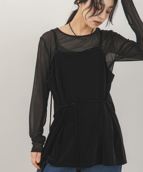 KBF(ケイビーエフ)の「ベロアキャミソールSETシアートップス(Tシャツ/カットソー・レディース・ブラック/グレー系その他/ブラウン系その他・ONE)」の4枚目の写真