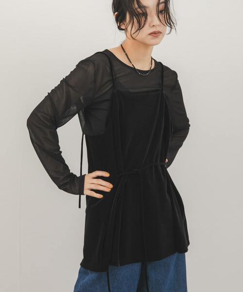 KBF(ケイビーエフ)の「ベロアキャミソールSETシアートップス(Tシャツ/カットソー・レディース・ブラック/グレー系その他/ブラウン系その他・ONE)」の5枚目の写真