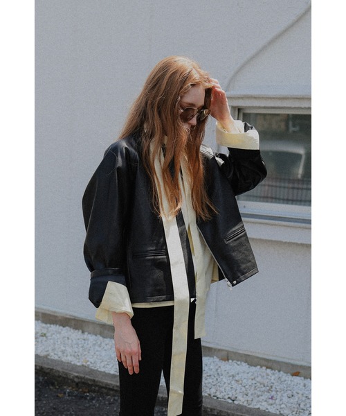 tento(テント)の「2style leather jacket(その他アウター・レディース・ブラウン/ブラック・1/2)」の1枚目の写真