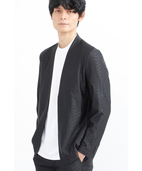 TORNADO MART(トルネードマート)の「TORUNE∴4WAY HIGAKIジャガードノーカラーJK(Tシャツ/カットソー・メンズ・ライトグレー/ダークブラウン/ブラック・M/L/LL)」の2枚目の写真