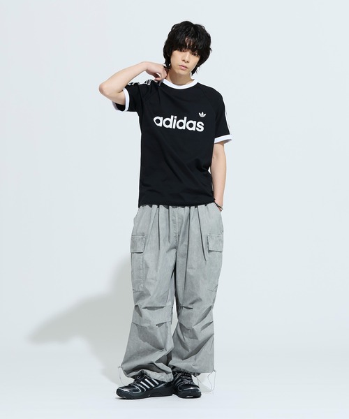 adidas(アディダス)の「スリーストライプス スリム リンガー Tシャツ / アディダスオリジナルス adidas Originals(Tシャツ/カットソー・メンズ・ブラック・3XL/LARGE/XX-LARGE/XX-SMALL/MEDIUM/SMALL/X-LARGE/X-SMALL)」の2枚目の写真