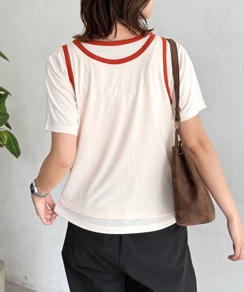 CPCM(シーピーシーエム)の「タンクセットスラブ半袖プルオーバー(Tシャツ/カットソー・レディース・オフホワイト/ブラウン/グレー・FREE)」の14枚目の写真