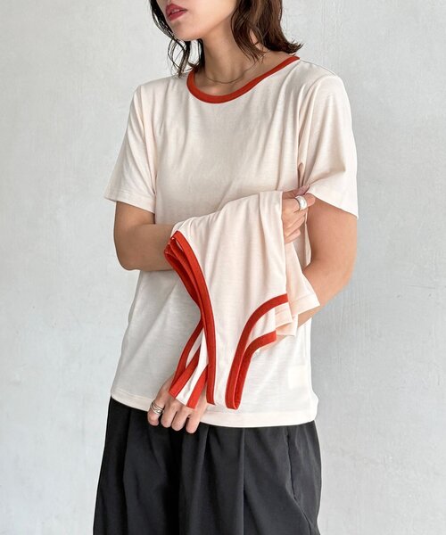 CPCM(シーピーシーエム)の「タンクセットスラブ半袖プルオーバー(Tシャツ/カットソー・レディース・オフホワイト/ブラウン/グレー・FREE)」の16枚目の写真