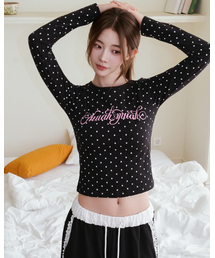 ドットレタリングロゴ長袖Tシャツ[ブラック]