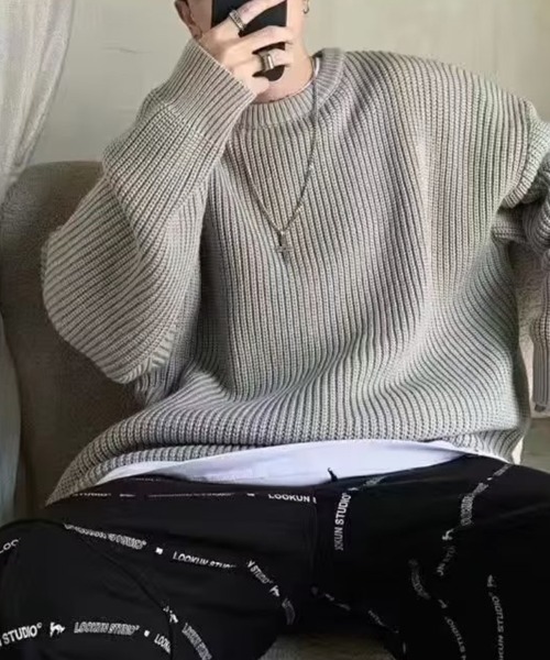 KELVIN(ケルヴァン)の「Classic Waffle Knit クラシックワッフルニット(ニット/セーター・メンズ・グレー/グリーン/ブラック・MEDIUM/LARGE)」の3枚目の写真