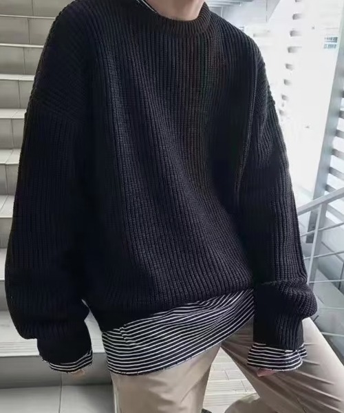 KELVIN(ケルヴァン)の「Classic Waffle Knit クラシックワッフルニット(ニット/セーター・メンズ・グレー/グリーン/ブラック・MEDIUM/LARGE)」の2枚目の写真