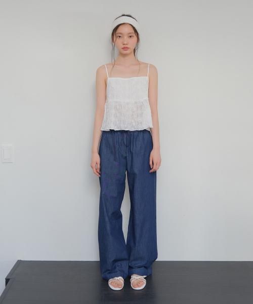 MOUI(モウイ)の「Denim banding slacks (D/BLUE)(その他パンツ・レディース・その他・FREE)」の3枚目の写真