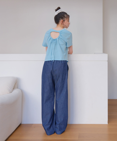 MOUI(モウイ)の「Denim banding slacks (D/BLUE)(その他パンツ・レディース・その他・FREE)」の4枚目の写真