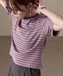 フライス マルチボーダーミニTシャツ