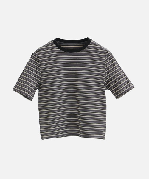 Fashion Letter(ファッションレター)の「フライス マルチボーダーミニTシャツ(Tシャツ/カットソー・レディース・ホワイト/チャコールグレー/パープル/ブラウン/ブルー・M)」の20枚目の写真