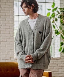 mcg3867-Feather Yarn Heart Knit Cardigan ニットカーディガン(PF-262-018)