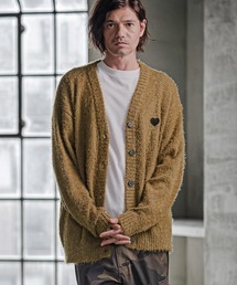mcg3867-Feather Yarn Heart Knit Cardigan ニットカーディガン(PF-262-018)