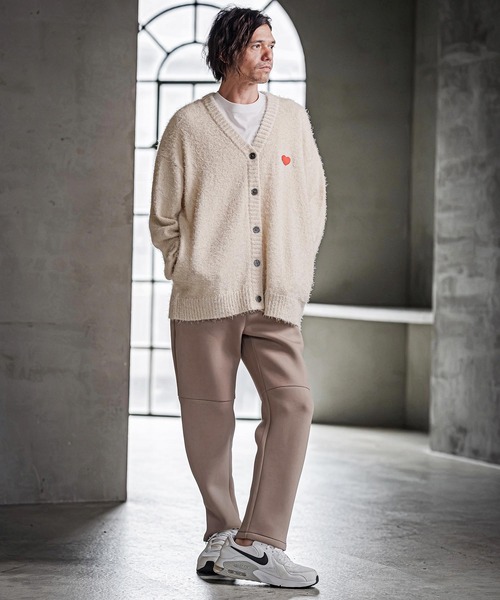 CAMBIO(カンビオ)の「mcg3867-Feather Yarn Heart Knit Cardigan ニットカーディガン(PF-262-018)(カーディガン/ボレロ・メンズ・ブラック/グレー/カーキ/ナチュラル・M/L)」の8枚目の写真