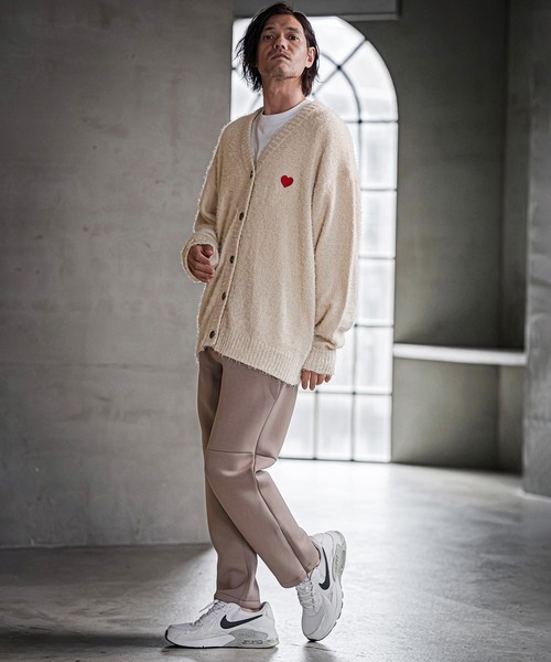 CAMBIO(カンビオ)の「mcg3867-Feather Yarn Heart Knit Cardigan ニットカーディガン(PF-262-018)(カーディガン/ボレロ・メンズ・ブラック/グレー/カーキ/ナチュラル・M/L)」の9枚目の写真