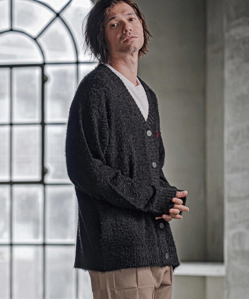 CAMBIO(カンビオ)の「mcg3867-Feather Yarn Heart Knit Cardigan ニットカーディガン(PF-262-018)(カーディガン/ボレロ・メンズ・ブラック/グレー/カーキ/ナチュラル・M/L)」の12枚目の写真