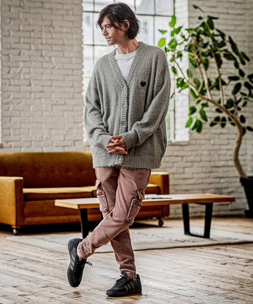 CAMBIO(カンビオ)の「mcg3867-Feather Yarn Heart Knit Cardigan ニットカーディガン(PF-262-018)(カーディガン/ボレロ・メンズ・ブラック/グレー/カーキ/ナチュラル・M/L)」の19枚目の写真