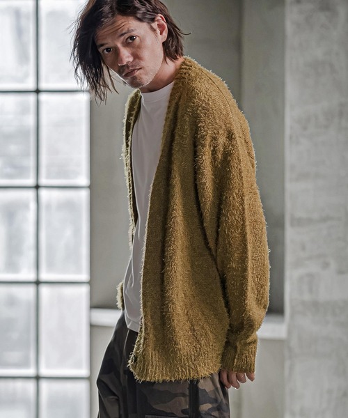 CAMBIO(カンビオ)の「mcg3867-Feather Yarn Heart Knit Cardigan ニットカーディガン(PF-262-018)(カーディガン/ボレロ・メンズ・ブラック/グレー/カーキ/ナチュラル・M/L)」の22枚目の写真