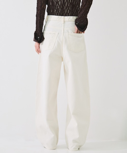 STUDIOUS(ステュディオス)の「【STUDIOUS/ステュディオス】Damaged Barrel Leg Jeans/ダメージバレルレッグジーンズ/美脚デニム/小尻効果(デニムパンツ・レディース・オフホワイト・2/1)」の8枚目の写真