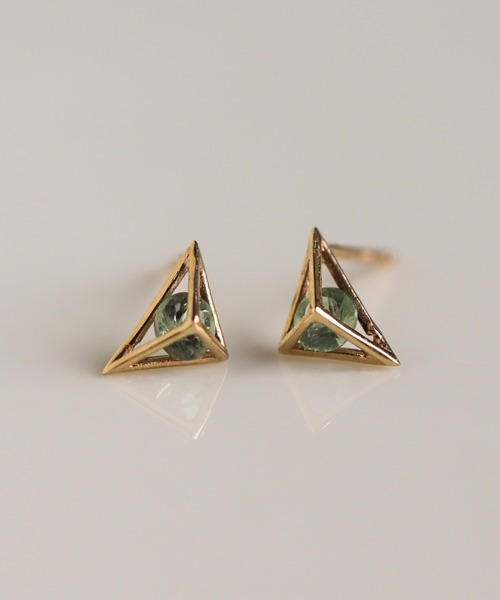 cui-cui(キュイキュイ)の「カラーストーン ピアス | K10YG 〈2026 AUTUMN COLLECTION〉(ピアス(両耳用)・レディース・グリーン/ホワイト/オレンジ・FREE)」の1枚目の写真