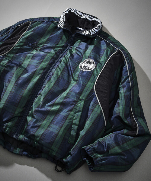 UMBRO(アンブロ)の「UMBRO/アンブロ SP Padding Nylon Track JACKET/別注 パディング ナイロン トラックジャケット/中綿ジャケット(ブルゾン・メンズ・ブラウン/チェック/ブラック/オフホワイト・X-LARGE/LARGE/MEDIUM)」の4枚目の写真