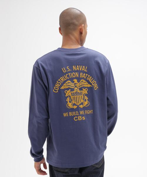 AVIREX(アヴィレックス)の「U.S. NAVY SEABEES L/S T-SHIRT / ユーエス ネイビー シービーズ 長袖Tシャツ / AVIREX / アヴィレックス(Tシャツ/カットソー・メンズ・キナリ/ネイビー・X-LARGE/XX-LARGE/LARGE)」の1枚目の写真