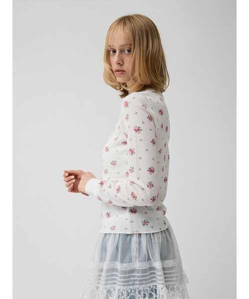 LILY BROWN(リリーブラウン)の「【Anniversary Edition】ヴィンテージワッフルトップス(Tシャツ/カットソー・レディース・ブルー/ピンク・F)」の7枚目の写真