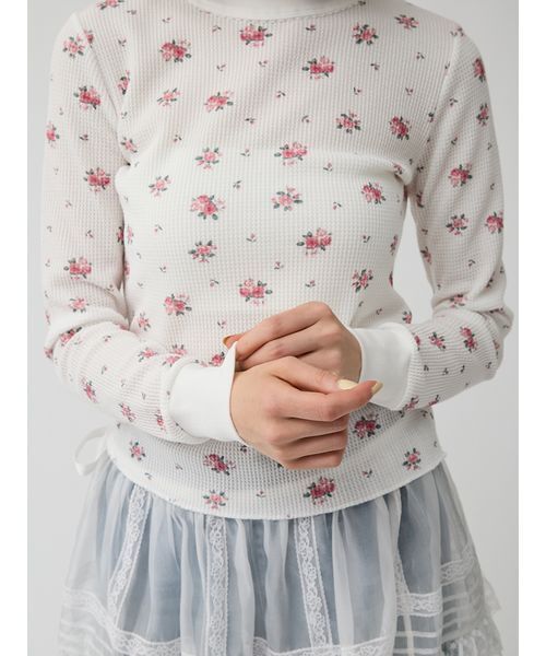 LILY BROWN(リリーブラウン)の「【Anniversary Edition】ヴィンテージワッフルトップス(Tシャツ/カットソー・レディース・ブルー/ピンク・F)」の9枚目の写真
