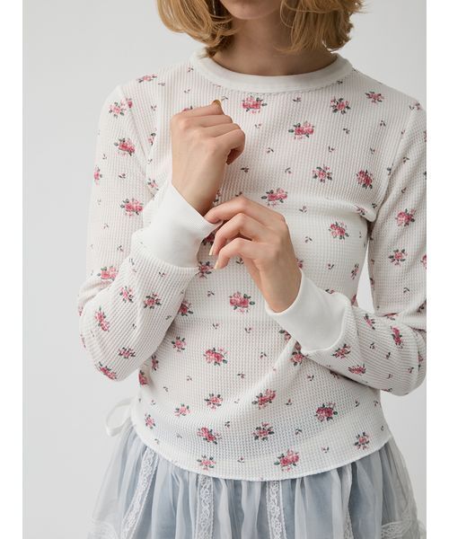 LILY BROWN(リリーブラウン)の「【Anniversary Edition】ヴィンテージワッフルトップス(Tシャツ/カットソー・レディース・ブルー/ピンク・F)」の10枚目の写真